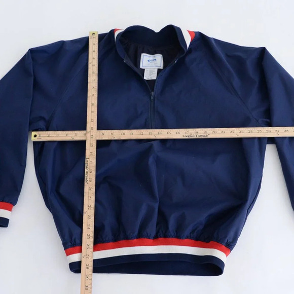 Vintage Ward & Patch Sport Navy Red  Half Zip Windbreaker Pullover Jacket XL - Picture 3 of 9